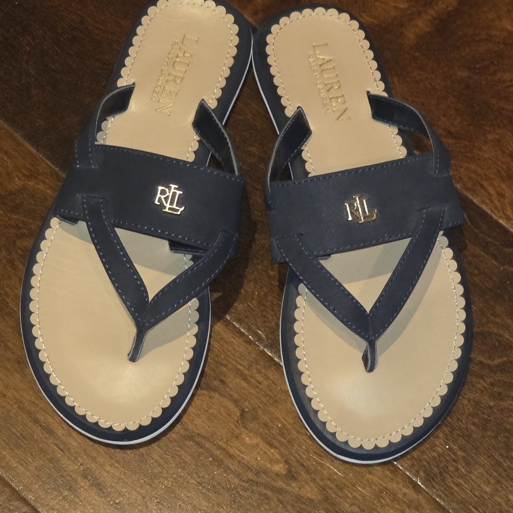 Lauren Ralph Lauren Navy and Cream Sandals